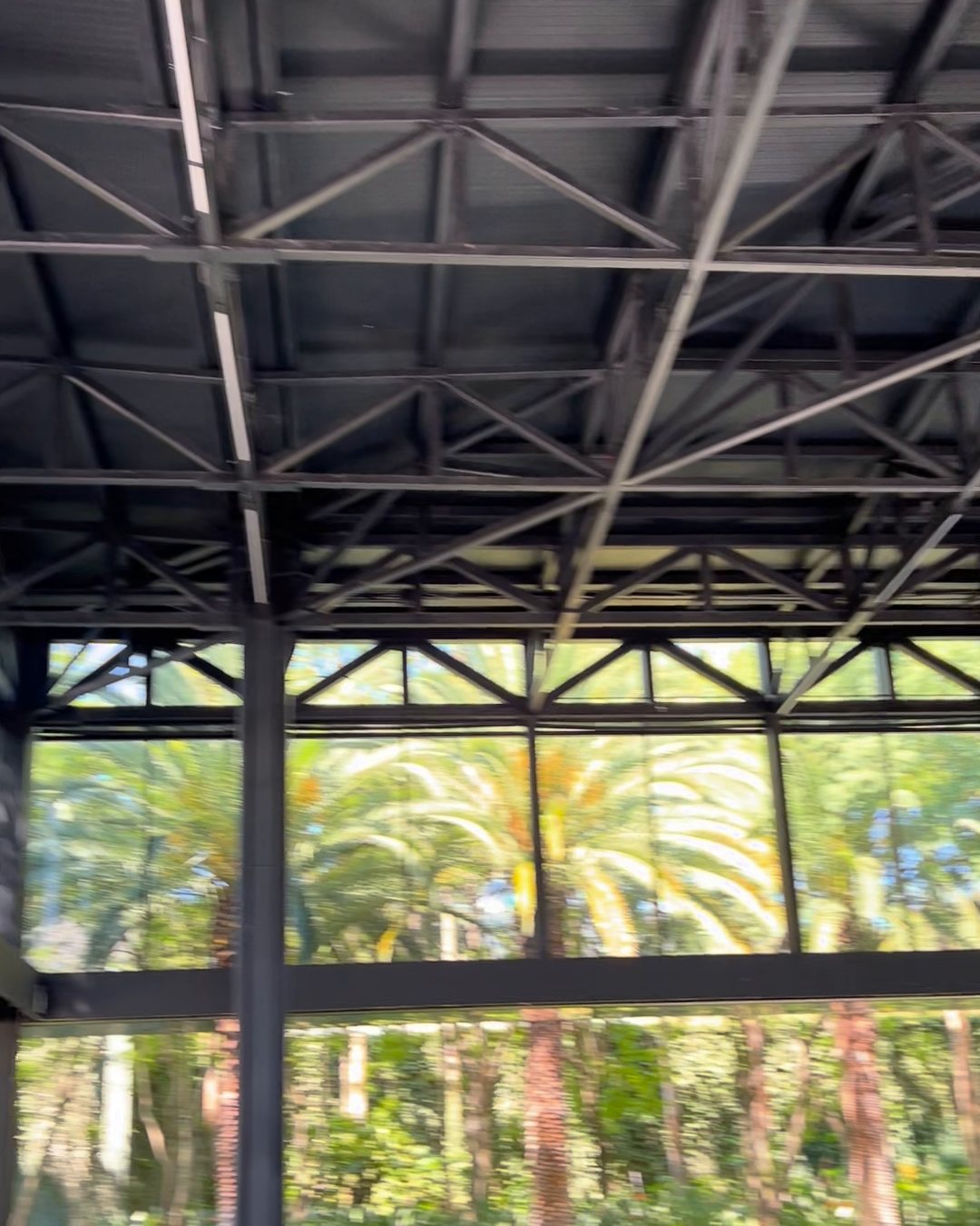Antes: el pabellón de cristal vacío, por la mañana